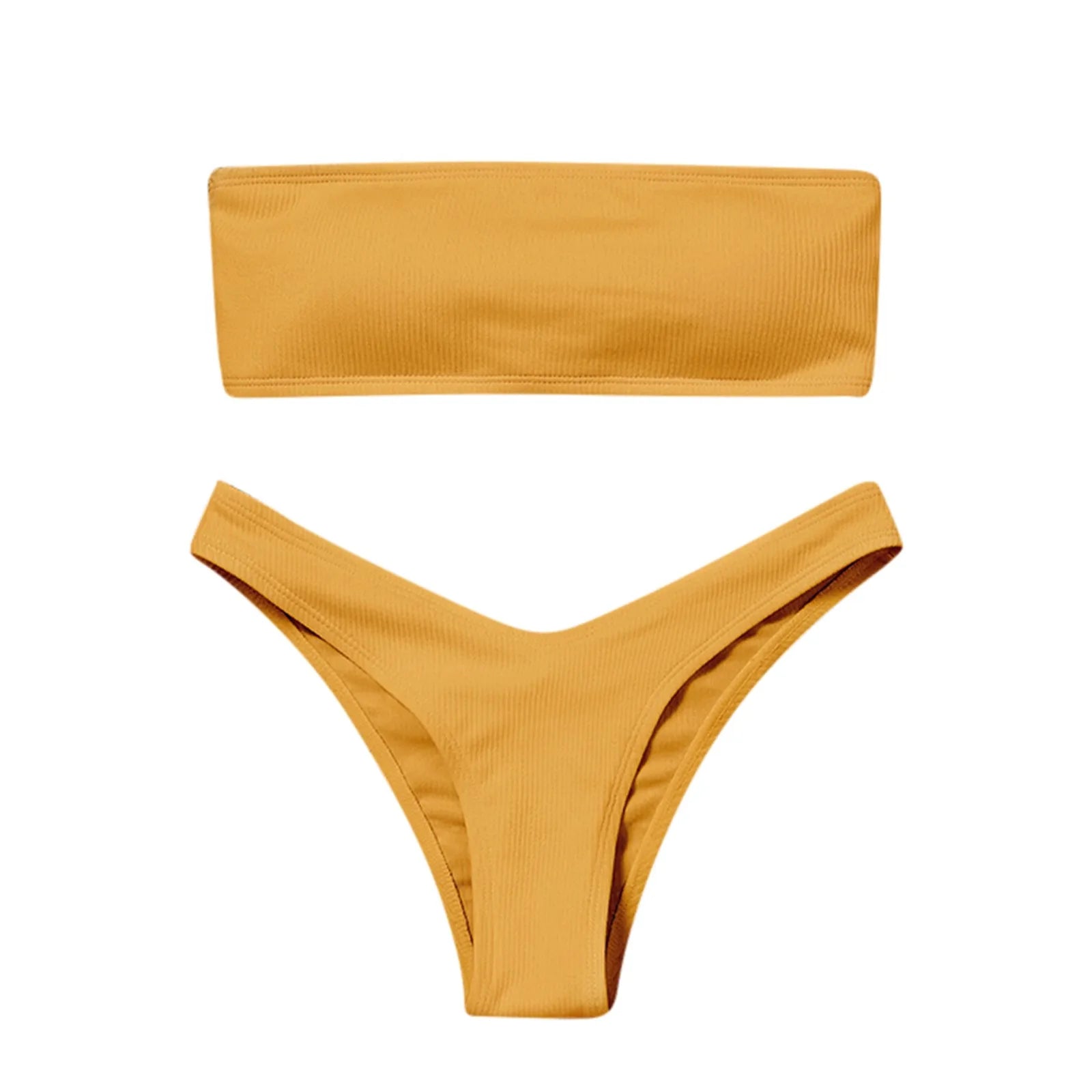 yellow Bandeau Bikini Set