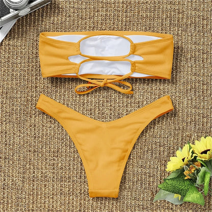 yellow resort wear bikini set