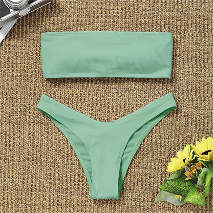 green Bandeau Bikini Set