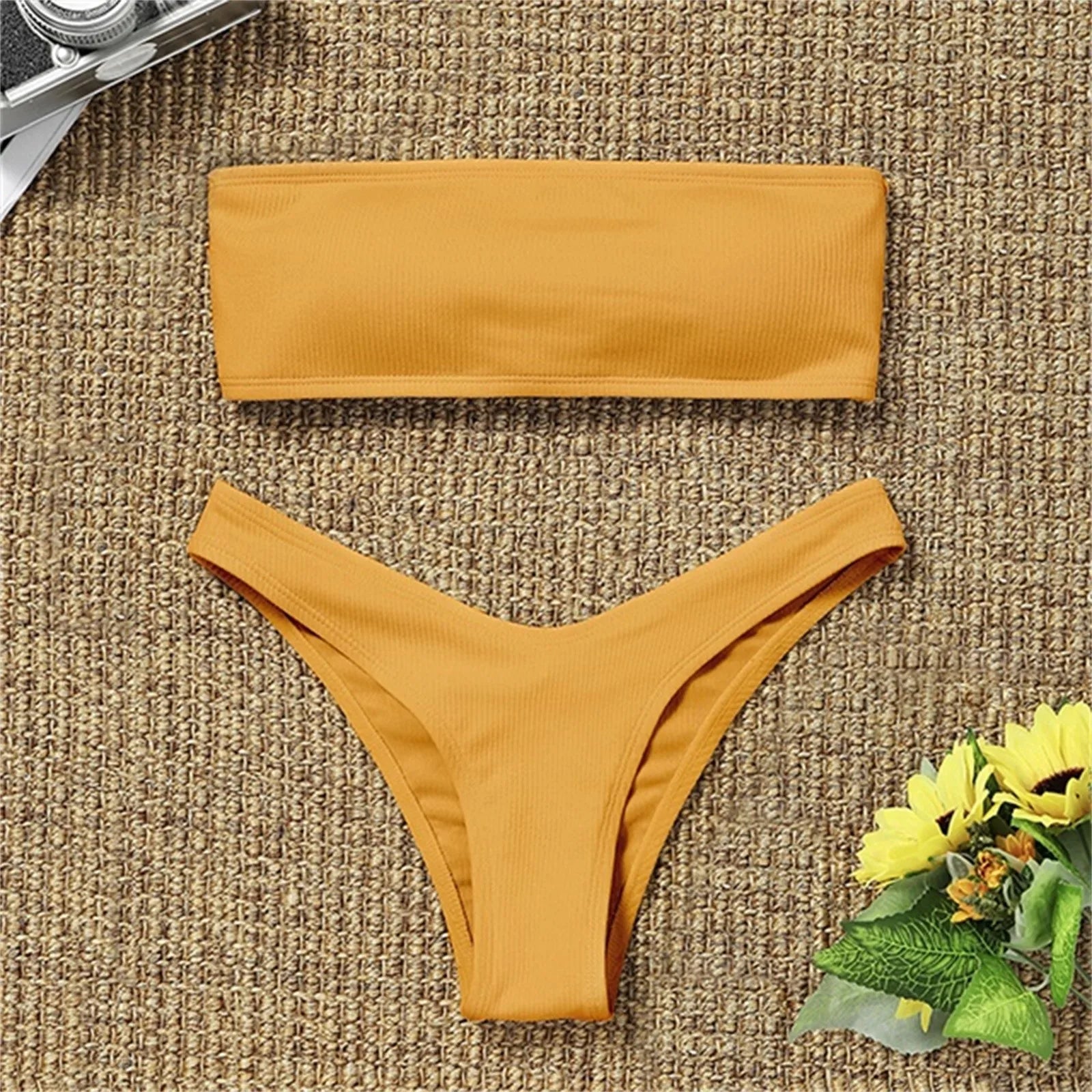 orange Bandeau Bikini Set