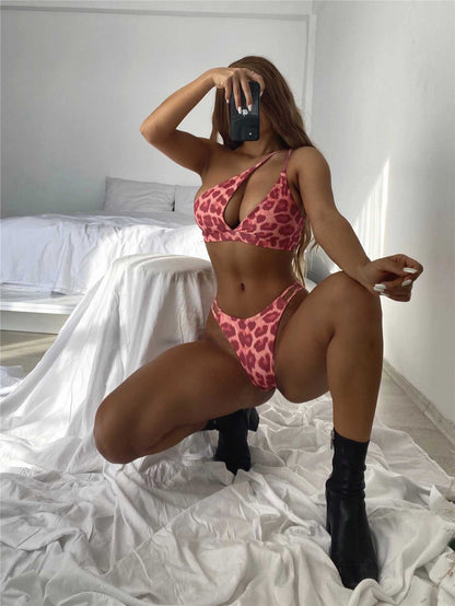 Alluring Pink Leopard Bikini